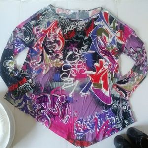 VERSACE COLLECTION Long Sleeve Loose Tunic Top